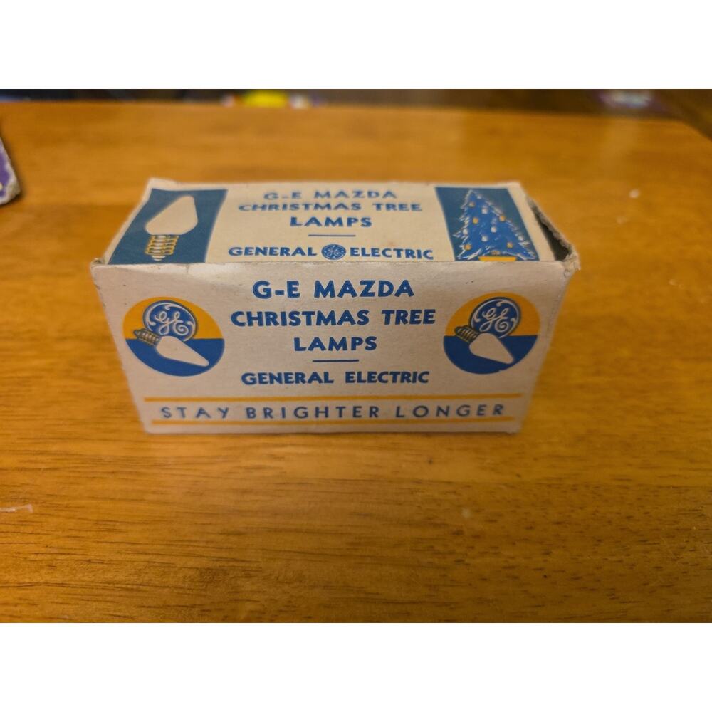 10 Vintage GE Mazda C6 Cone Flame Blue Christmas Light Box Untested Antique 30s